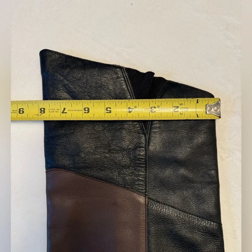 Genuine Leather Over The Knee Women’s Black And Brown Boots Size 8 Handmade